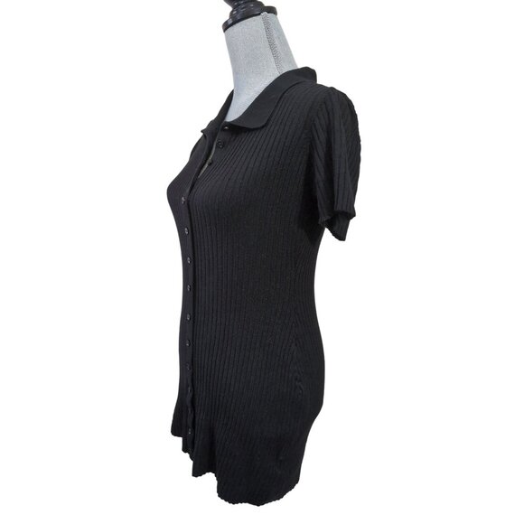 Urban Outfitters Polo Mini Dress Womens M Black Preppy Dark Academia Minimalist - Picture 3 of 12